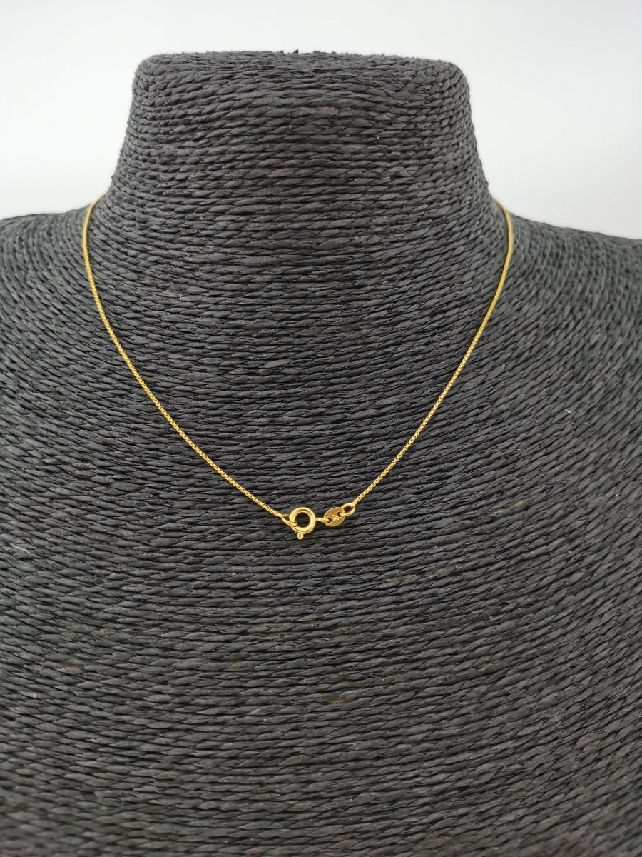17.5 inch Box Chain Necklace, 24K Gold Plated Box Finished Necklace For Jewelry Making, Dainty 0.7mm Box Necklace w/ Spring Ring | CN-307  Clearance Pricing