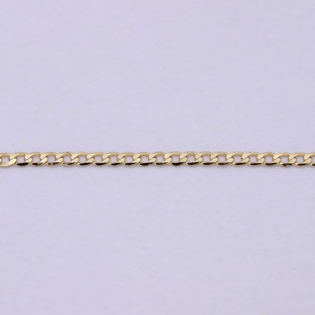 17.5 Inch Curb Figaro Finished Chain, Dainty 2mm 14K Gold Plated Necklace with Lobster Clasps | WA-623 Clearance Pricing