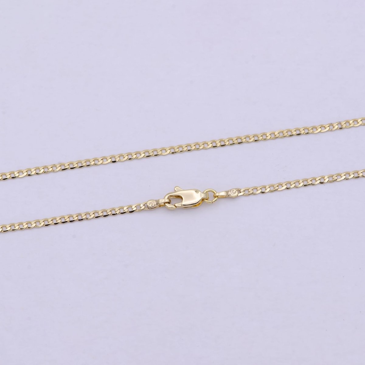 17.5 Inch Curb Figaro Finished Chain, Dainty 2mm 14K Gold Plated Necklace with Lobster Clasps | WA-623 Clearance Pricing