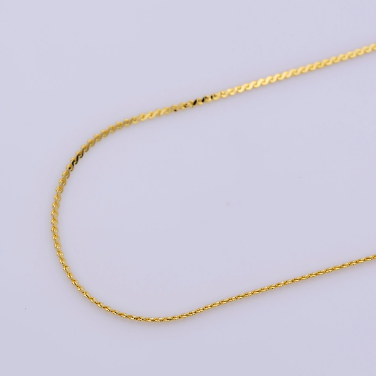 17.5 inch Designed Chain Necklace, 24K Gold Plated Designed Finished Chain For Jewelry Making, Dainty 1.4mm Designed Necklace w/ Spring Ring | CN-363  Clearance Pricing
