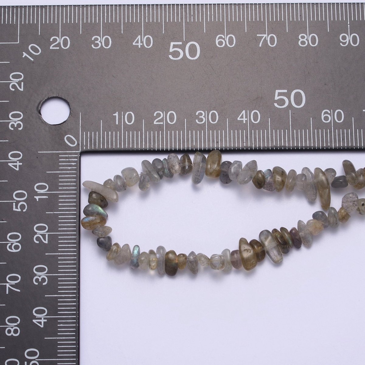 17.5 Inch Natural Dark Labradorite Crystal Chip Stone Bead Necklace with 2" Extender | WA-642 Clearance Pricing