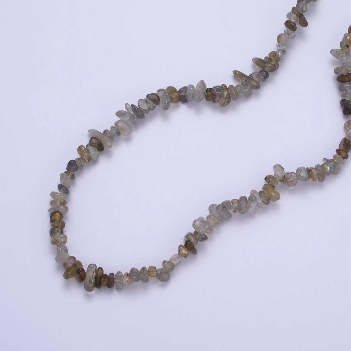17.5 Inch Natural Dark Labradorite Crystal Chip Stone Bead Necklace with 2" Extender | WA-642 Clearance Pricing