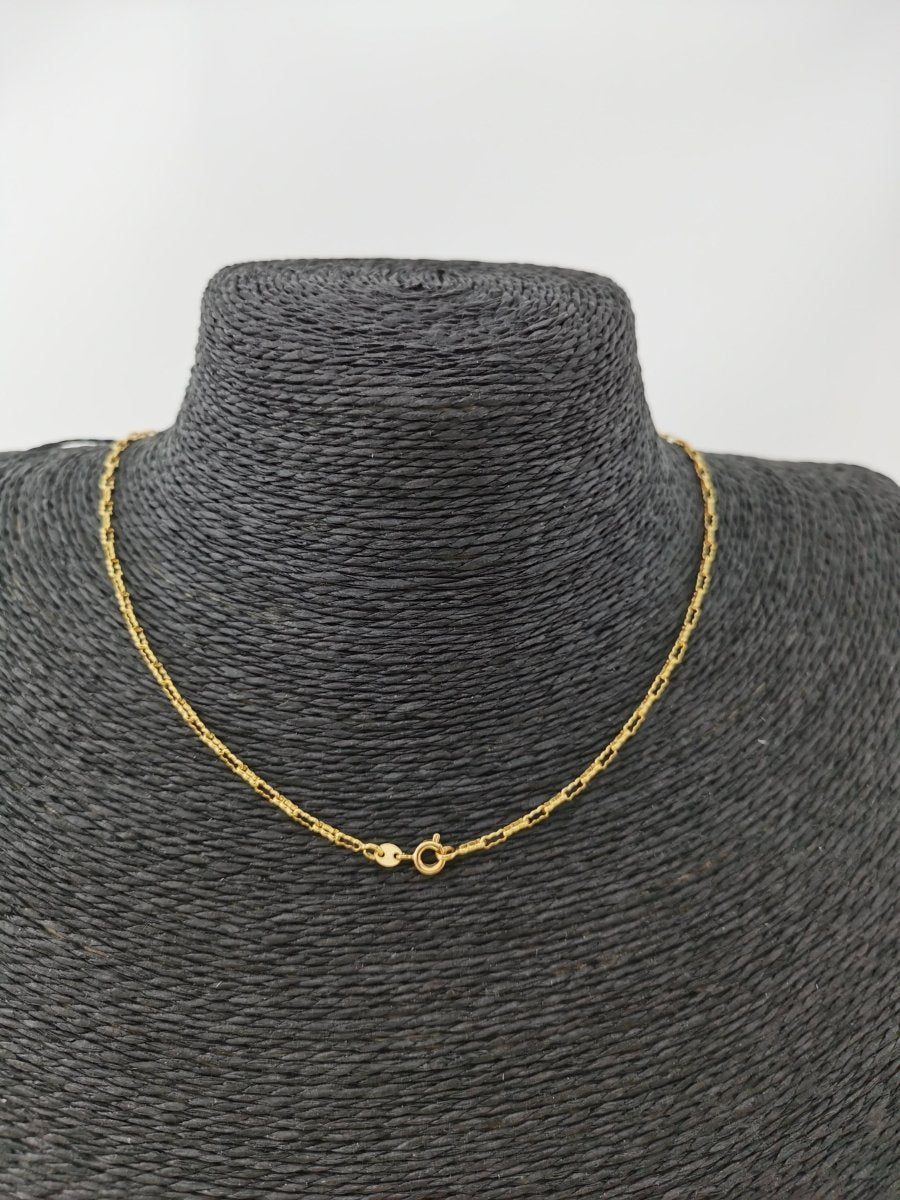 17.5 inch Peanut Crinkle Fancy Chain Necklace, 24K Gold Filled Designed Necklace For Jewelry Making, Dainty 2.4mm Designed Necklace w/ Spring Ring | CN-379  Clearance Pricing