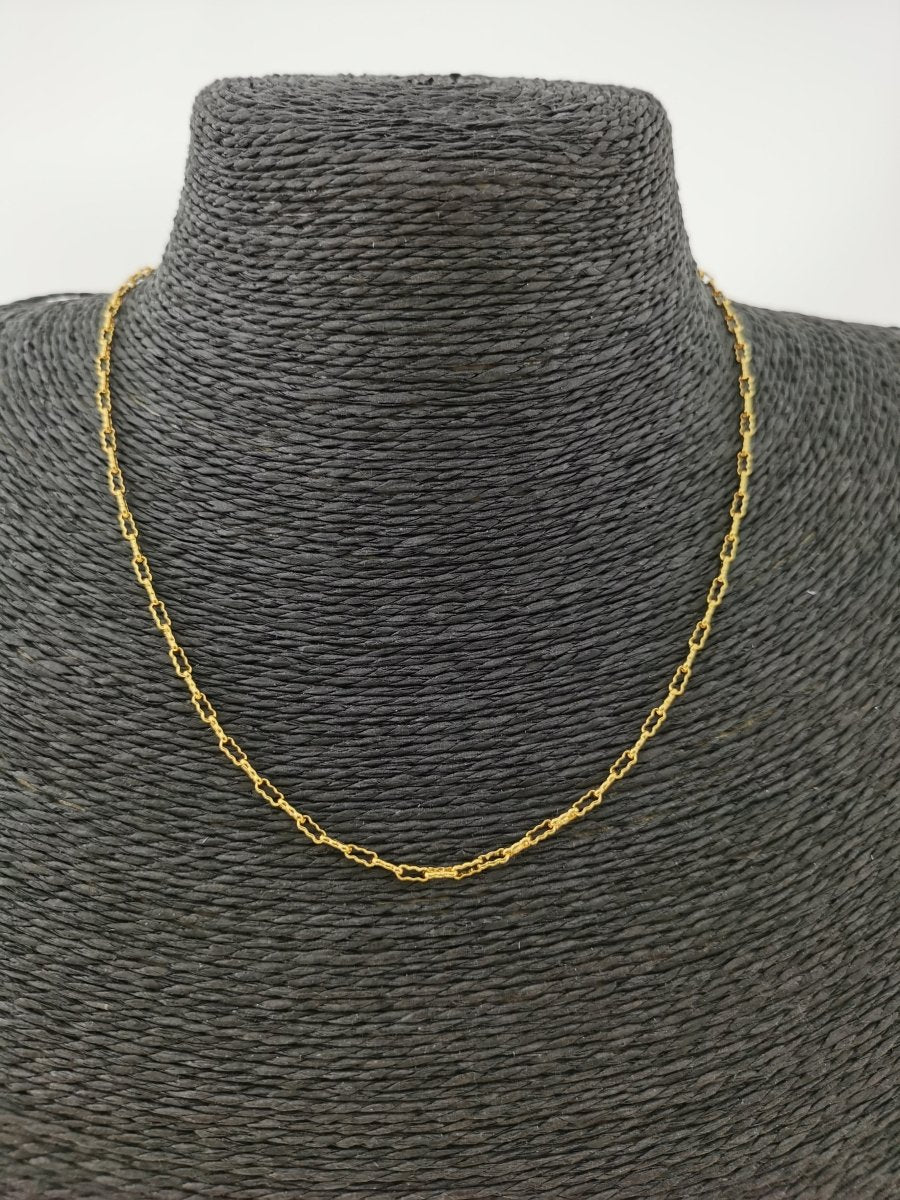 17.5 inch Peanut Crinkle Fancy Chain Necklace, 24K Gold Filled Designed Necklace For Jewelry Making, Dainty 2.4mm Designed Necklace w/ Spring Ring | CN-379  Clearance Pricing