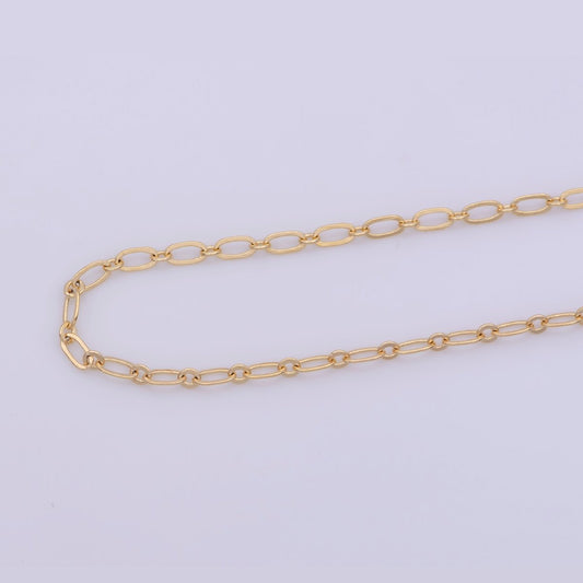 17.5 inch Rolo Chain Necklace, 18K Gold Plated Rolo Finished Chain Necklace For Jewelry Making, Dainty 2.5mm Rolo Necklace w/ Spring Ring | CN-367