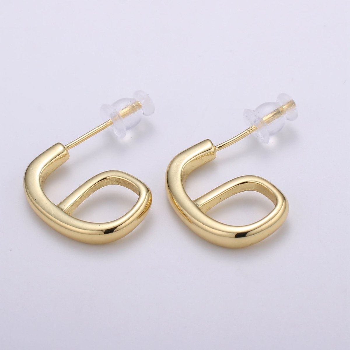 17.5 mm "G" Hoops 14K Gold Plated, 6 Gold Earrings for DIY Earring Craft Supply Jewelry Making Q-409