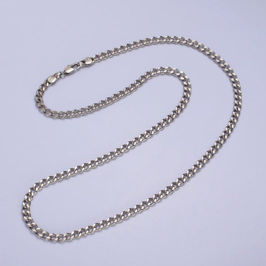 17.5'' Ready to Use White Gold Filled Cuban Curb Necklace Chain 3.5mm Necklace | WA-1561 Clearance Pricing