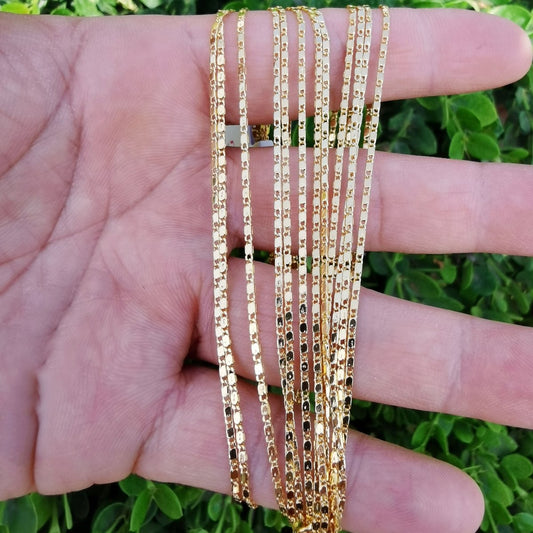 17.6 inch Scroll Chain Necklace, 24K Gold Plated Finished Chain For Jewelry Necklace Making, Dainty 1.4mm Unique Necklace w/ Spring Ring | CN-873  Clearance Pricing