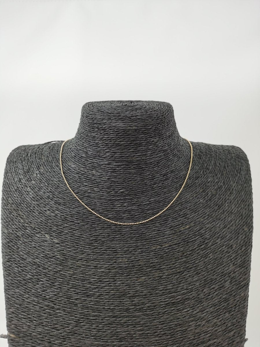 17.7 inch Ball Bead Chain Necklace, 18K Gold Plated Bead Necklace For Jewelry Making, Dainty 0.8mm Bead Necklace w/ Spring Ring | CN-595