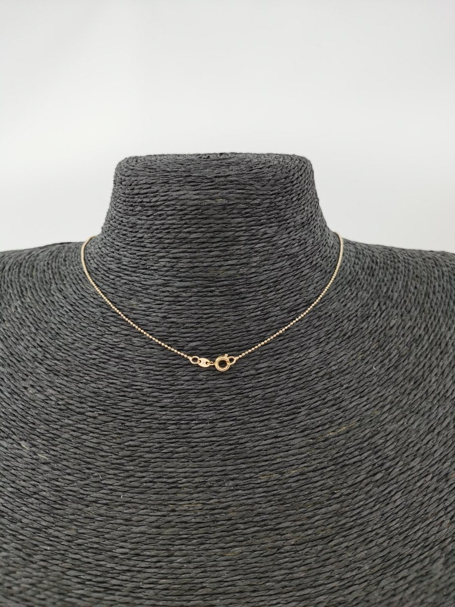 17.7 inch Ball Bead Chain Necklace, 18K Gold Plated Bead Necklace For Jewelry Making, Dainty 0.8mm Bead Necklace w/ Spring Ring | CN-595