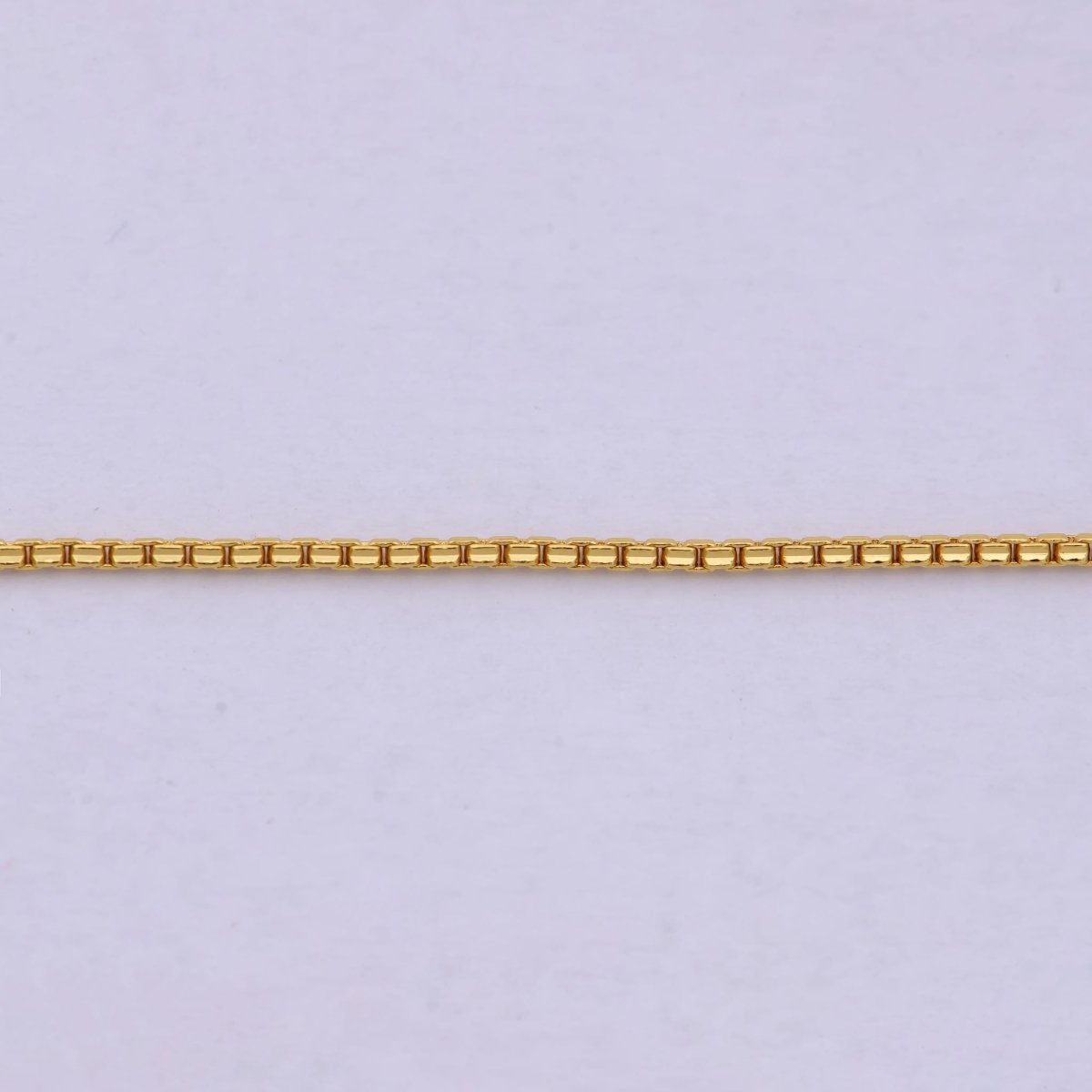 17.7 Inch Boston Box Finished Chain, Dainty 1.1mm 24K Gold Plated Box Necklace with Spring Ring | WA-624 Clearance Pricing