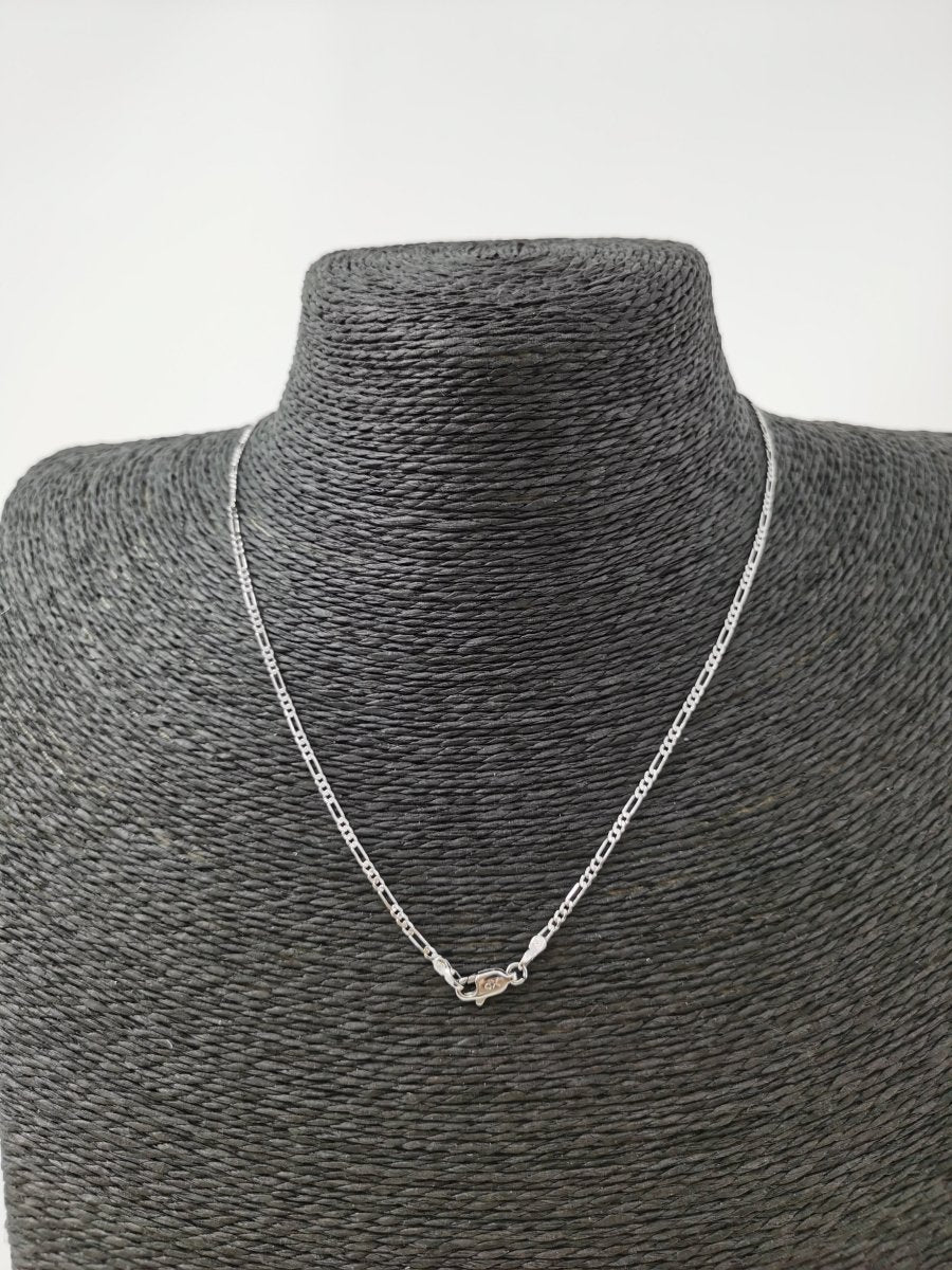 17.7 inch Figaro Chain Necklace, White Gold Filled Necklace For Jewelry Making, Dainty 1.5mm Figaro Necklace w/ Lobster Clasps | CN-628  Clearance Pricing