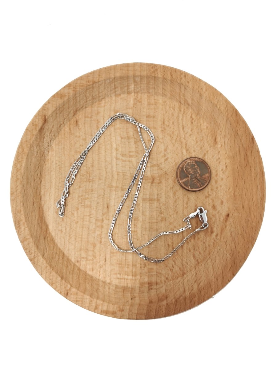 17.7 inch Figaro Chain Necklace, White Gold Filled Necklace For Jewelry Making, Dainty 1.5mm Figaro Necklace w/ Lobster Clasps | CN-628  Clearance Pricing