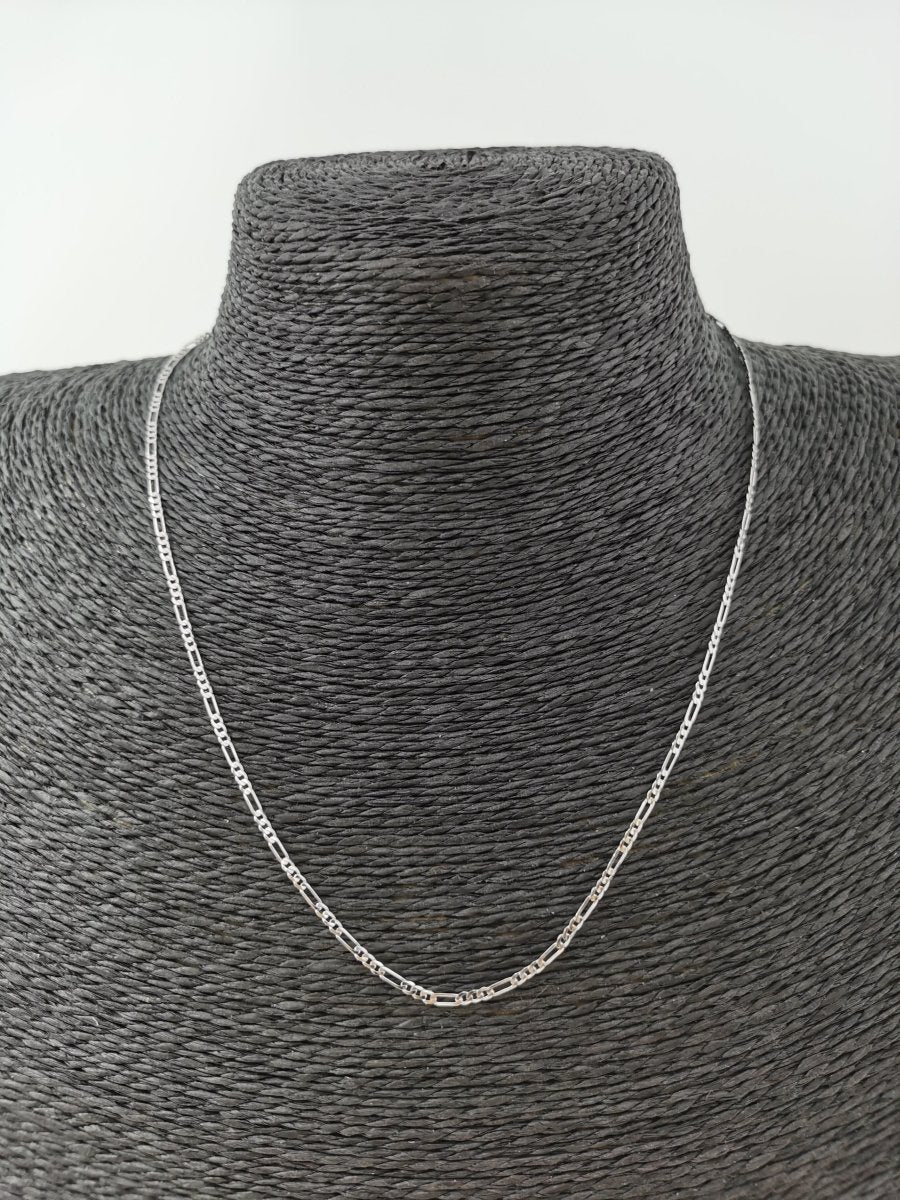 17.7 inch Figaro Chain Necklace, White Gold Filled Necklace For Jewelry Making, Dainty 1.5mm Figaro Necklace w/ Lobster Clasps | CN-628  Clearance Pricing