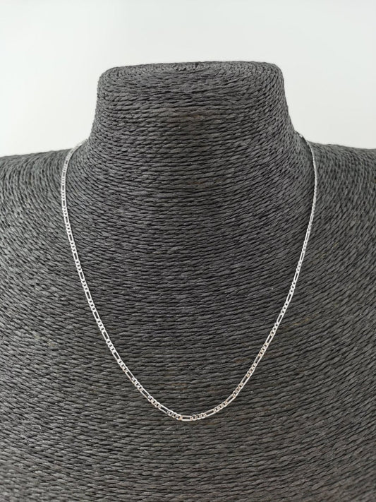 17.7 inch Figaro Chain Necklace, White Gold Filled Necklace For Jewelry Making, Dainty 1.5mm Figaro Necklace w/ Lobster Clasps | CN-628  Clearance Pricing