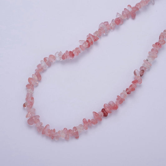 17.7 Inch Natural Watermelon Quartz Crystal Stone Bead Necklace with 2" Extender | WA-634 Clearance Pricing
