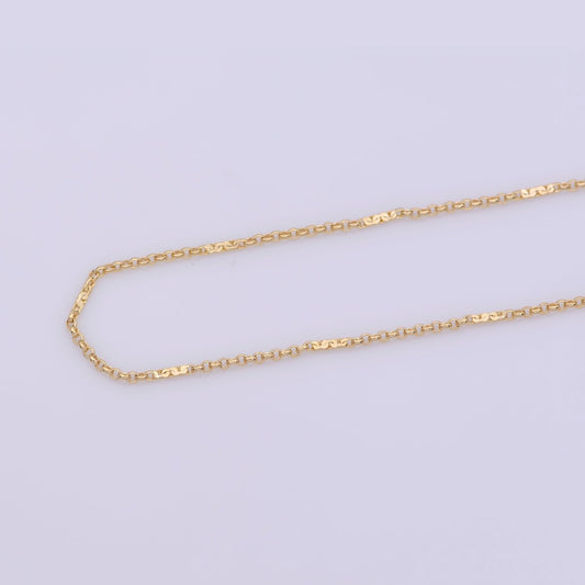 17.7 inch Rolo Chain Necklace, 18K Gold Plated Finished Chain For Jewelry Making, Dainty 1mm Rolo Necklace w/ Spring Ring | CN-576  Clearance Pricing