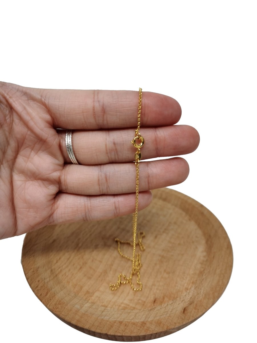 17.7 inch Rolo Necklace Chain For Jewelry Making, 24K Gold Plated Rolo Necklace, Dainty 1mm Rolo Necklace w/ Spring Ring | CN-443  Clearance Pricing