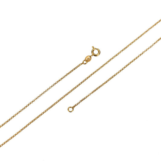 17.7 inch Rolo Necklace Chain For Jewelry Making, 24K Gold Plated Rolo Necklace, Dainty 1mm Rolo Necklace w/ Spring Ring | CN-443  Clearance Pricing