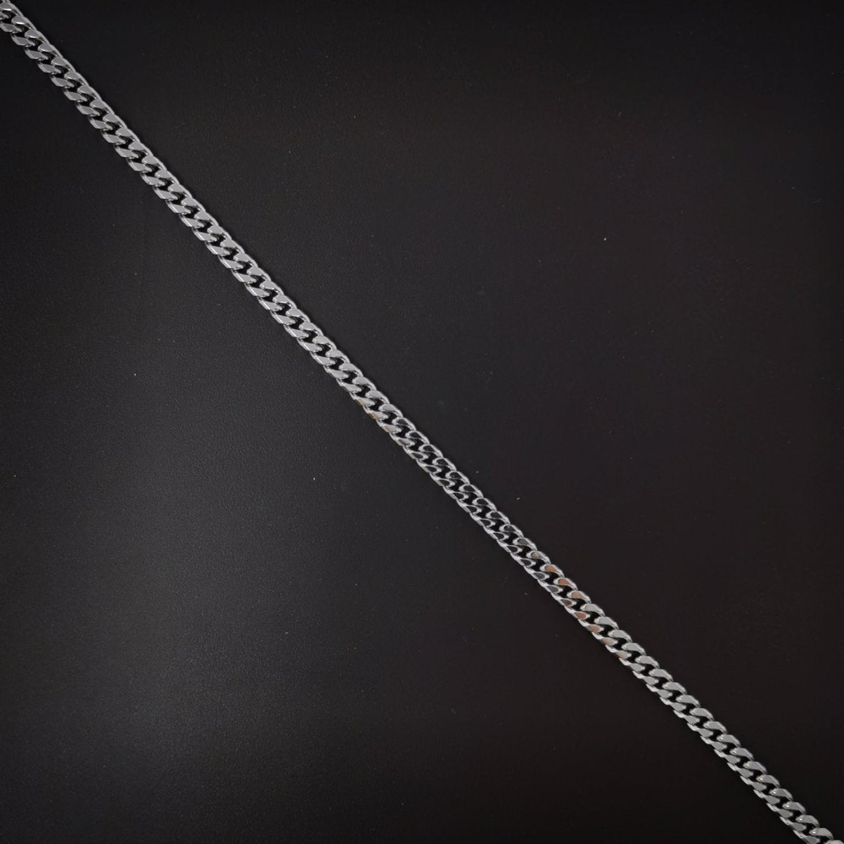 17.7 inch Silver Curb Chain Necklace, White Gold Filled Curb Finished Necklace, 3mm Curb Necklace w/ Spring Ring | CN-620  Clearance Pricing