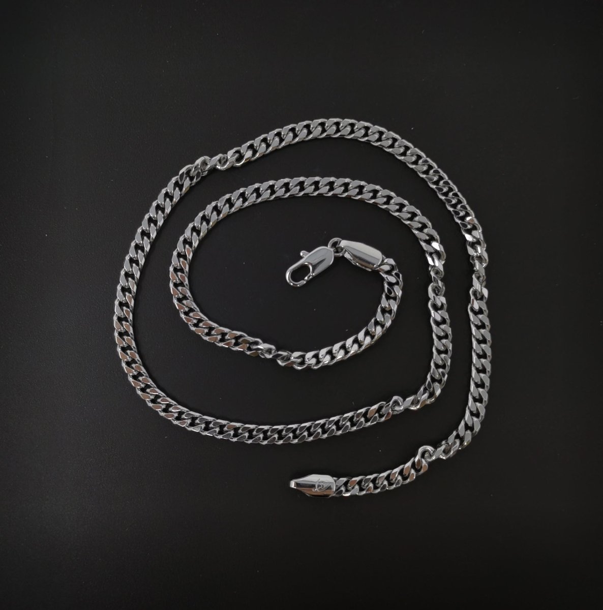 17.7 inch Silver Curb Chain Necklace, White Gold Filled Curb Finished Necklace, 3mm Curb Necklace w/ Spring Ring | CN-620  Clearance Pricing