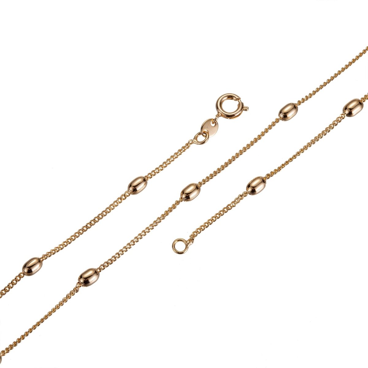 17.7 inches Curb Chain Necklace, 18K Gold Plated Finished Necklace For Jewelry Making, Dainty 1mm Curb Necklace w/ Spring Ring | CN-646  Clearance Pricing