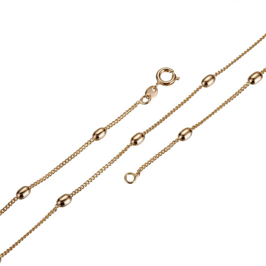17.7 inches Curb Chain Necklace, 18K Gold Plated Finished Necklace For Jewelry Making, Dainty 1mm Curb Necklace w/ Spring Ring | CN-646  Clearance Pricing