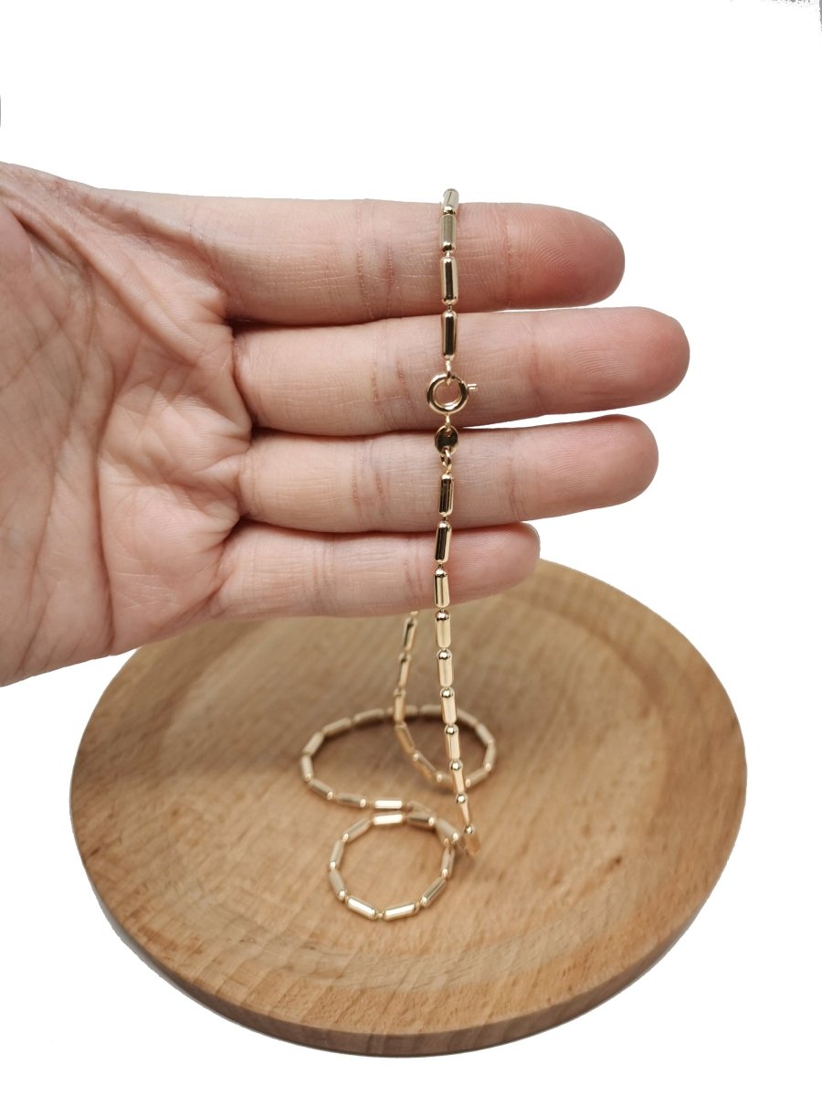 17.7 inches Layering Necklace, 18K Gold Plated 2mm Bead Necklace w/ Spring Rings | CN-657