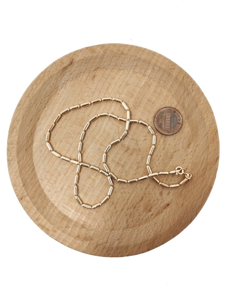 17.7 inches Layering Necklace, 18K Gold Plated 2mm Bead Necklace w/ Spring Rings | CN-657