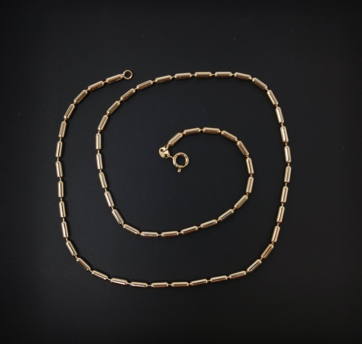 17.7 inches Layering Necklace, 18K Gold Plated 2mm Bead Necklace w/ Spring Rings | CN-657