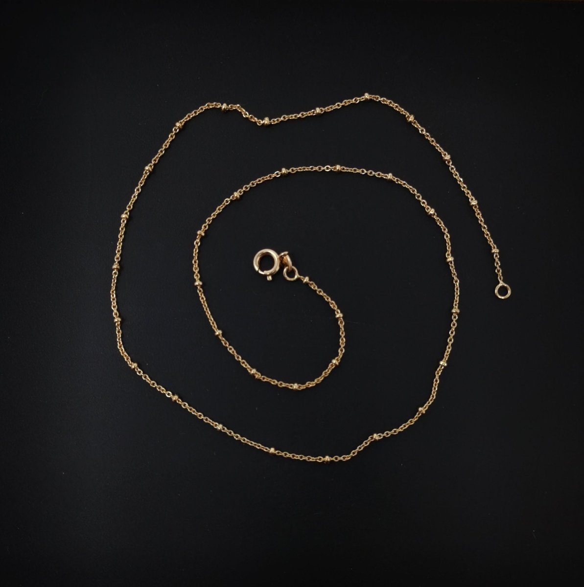 OS 17.7" Ready To Use Rolo Layering Necklace, 18K Gold Plated Rolo Necklace For Pendant & Charm Necklace Making, Dainty 1mm Rolo Necklace w/ Spring Ring | CN-644