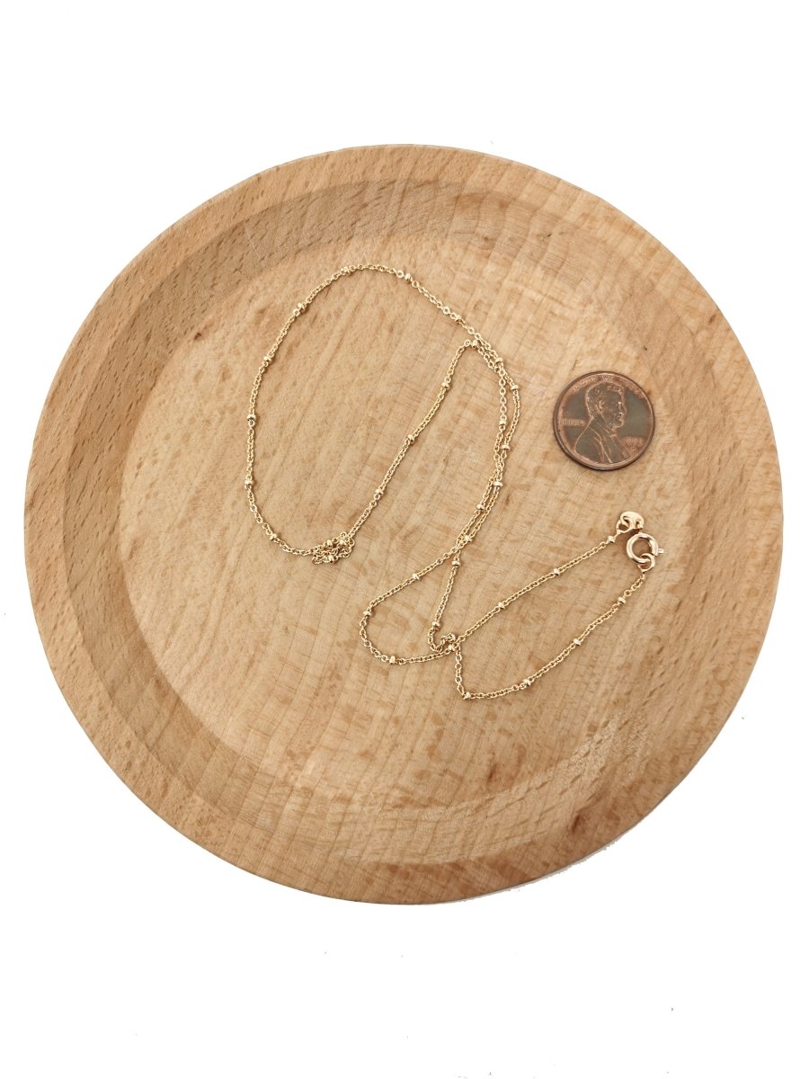 OS 17.7" Ready To Use Rolo Layering Necklace, 18K Gold Plated Rolo Necklace For Pendant & Charm Necklace Making, Dainty 1mm Rolo Necklace w/ Spring Ring | CN-644