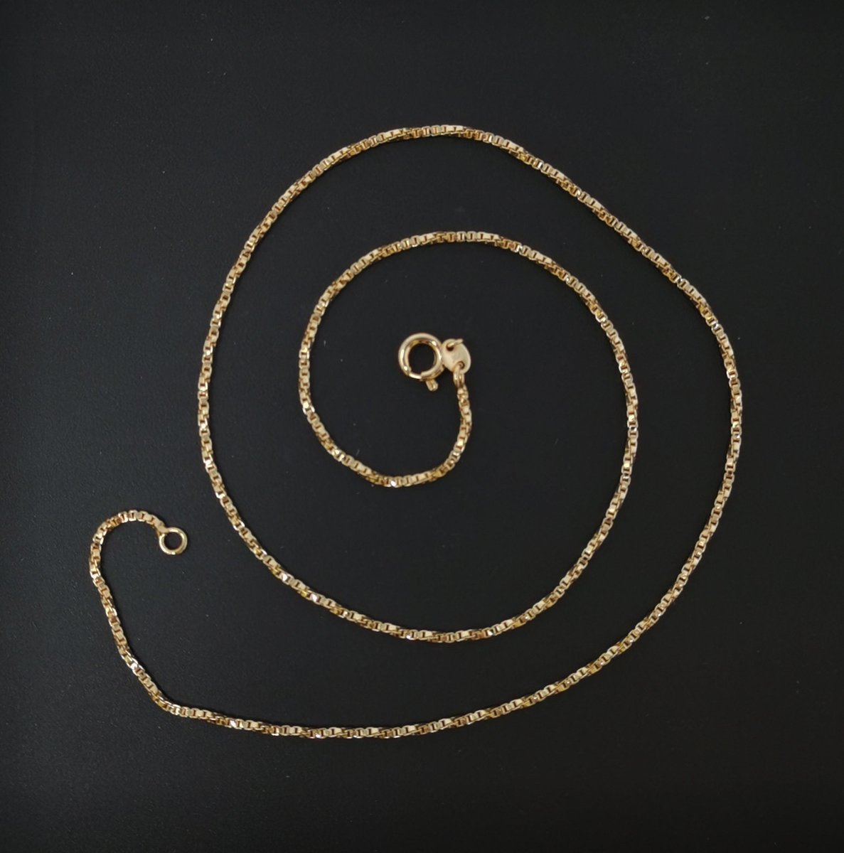 17.7" Ready To Wear 18K Rosy Gold Plated Box Chain Necklace, Layering Box Chain For Jewelry Making, Dainty 1mm Box Necklace w/ Spring Ring | CN-670  Clearance Pricing