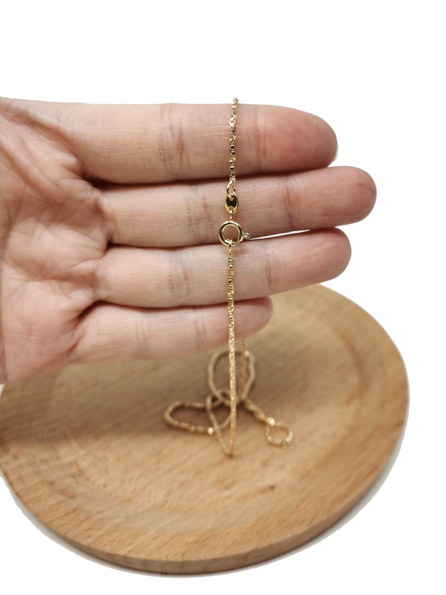 17.7" Ready To Wear 18K Rosy Gold Plated Box Chain Necklace, Layering Box Chain For Jewelry Making, Dainty 1mm Box Necklace w/ Spring Ring | CN-670  Clearance Pricing