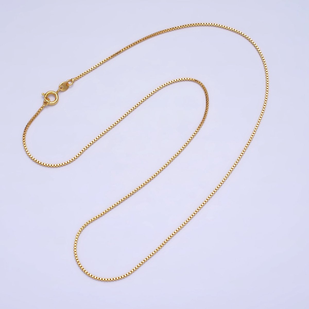 17.75 inch Box Chain Necklace - 24k Gold Filled Box Chain Delicate Dainty Layered Necklace | WA-1644 Clearance Pricing