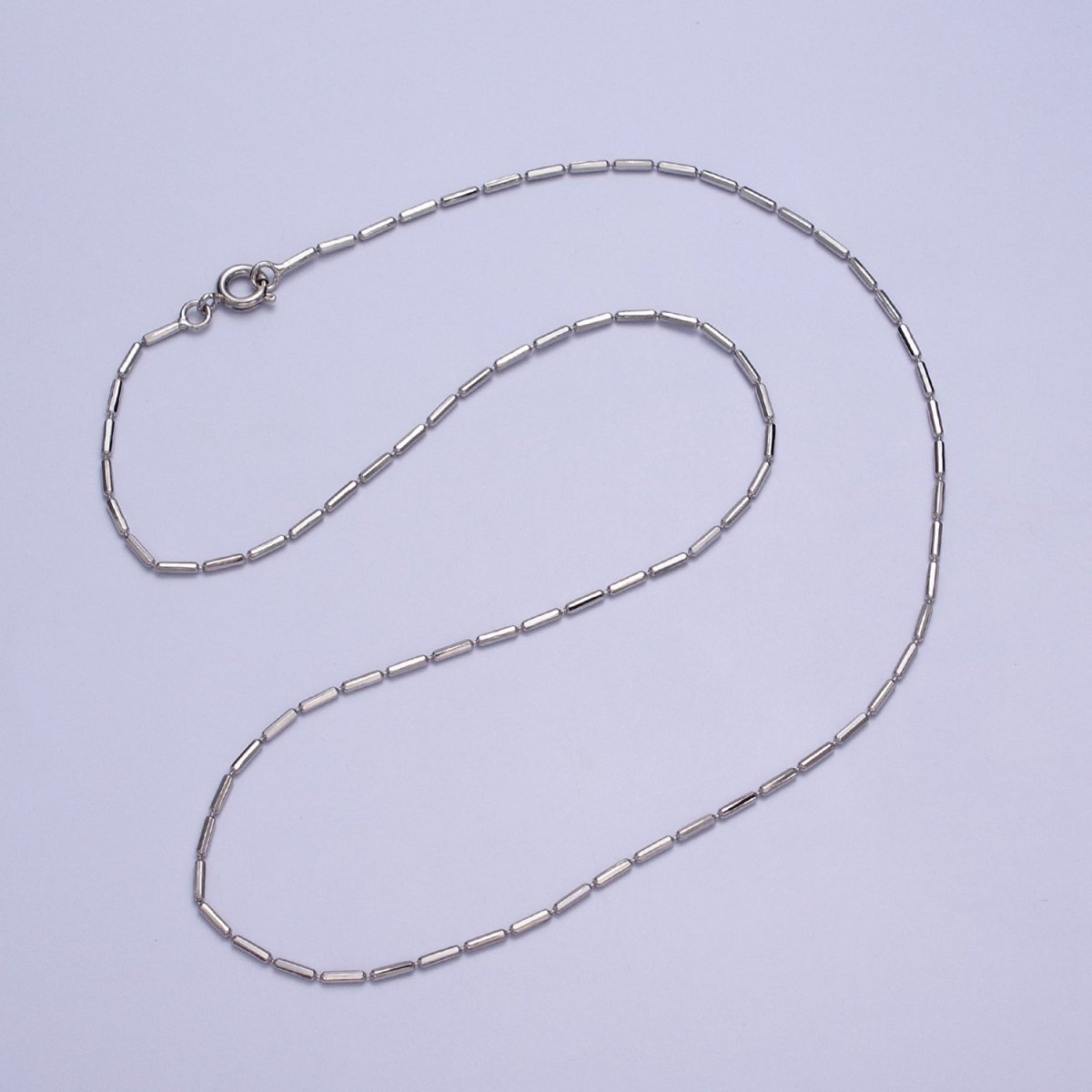 17.75 Inch Tube Chain Silver Dainty Tube Cable Link Necklace Ready to Wear for Jewelry Making w/ Clasp for Jewelry Making Supply | WA-1593 Clearance Pricing