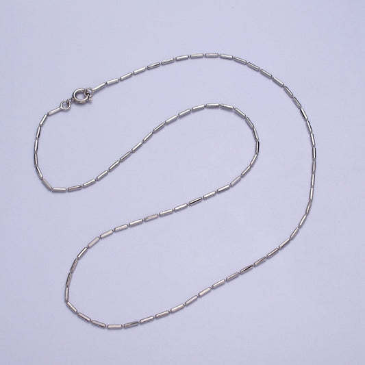17.75 Inch Tube Chain Silver Dainty Tube Cable Link Necklace Ready to Wear for Jewelry Making w/ Clasp for Jewelry Making Supply | WA-1593 Clearance Pricing