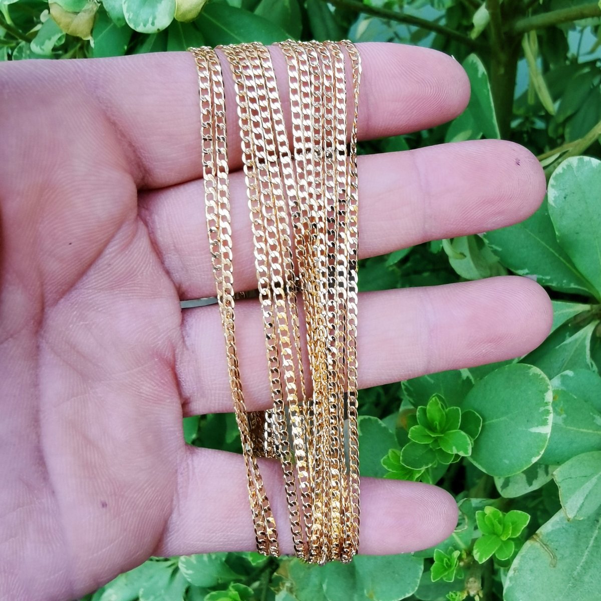 17.9" Curb Chain Necklace, 24K Gold Plated Curb Finished Chain For Jewelry Necklace Making, Dainty 2mm Curb Necklace w/ Lobster Clasps | CN-817  Clearance Pricing