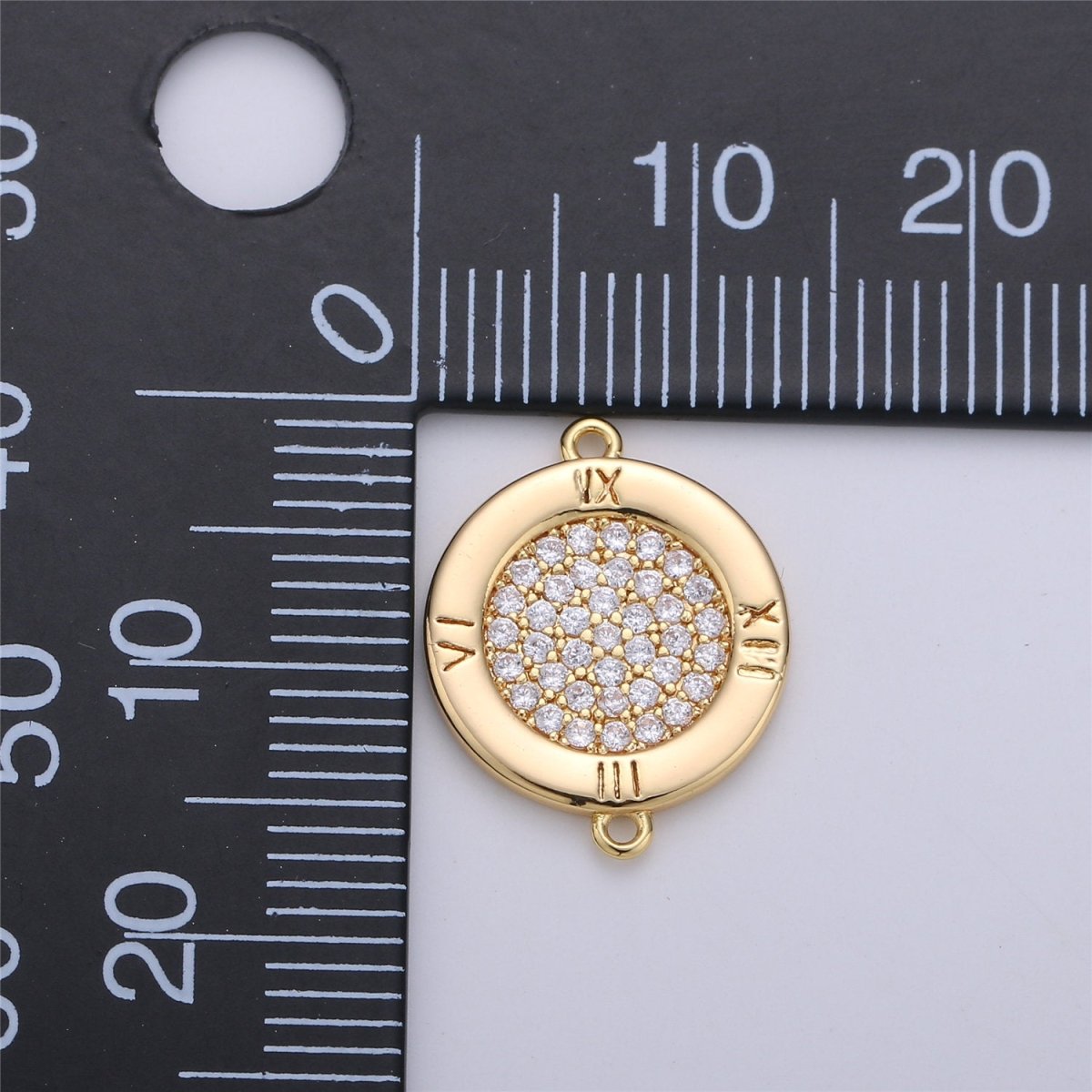 17x13mm 14k Gold Filled Clock Charms, Micro Pave Watch Charms, Bracelet Connector, Cubic Jewelry, Cz Time Charms F-323