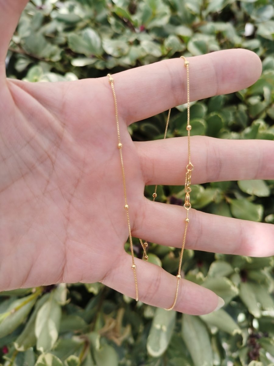 18 inch Box Chain Necklace, 24K Gold Plated Box Finished Chain For Jewelry Necklace Making, Dainty 2mm Box Necklace w/ Spring Ring | CN-761  Clearance Pricing