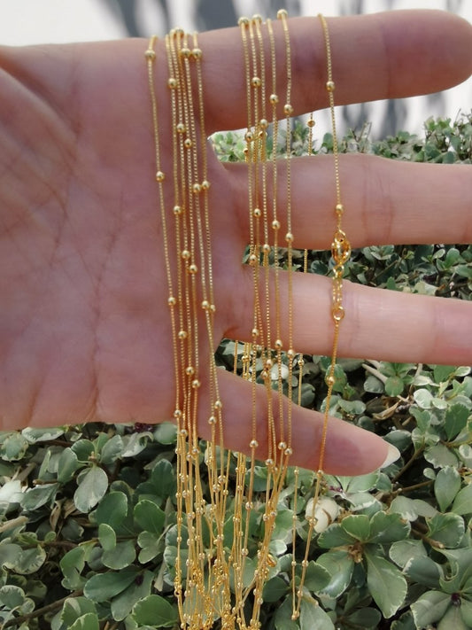 18 inch Box Chain Necklace, 24K Gold Plated Box Finished Chain For Jewelry Necklace Making, Dainty 2mm Box Necklace w/ Spring Ring | CN-761  Clearance Pricing