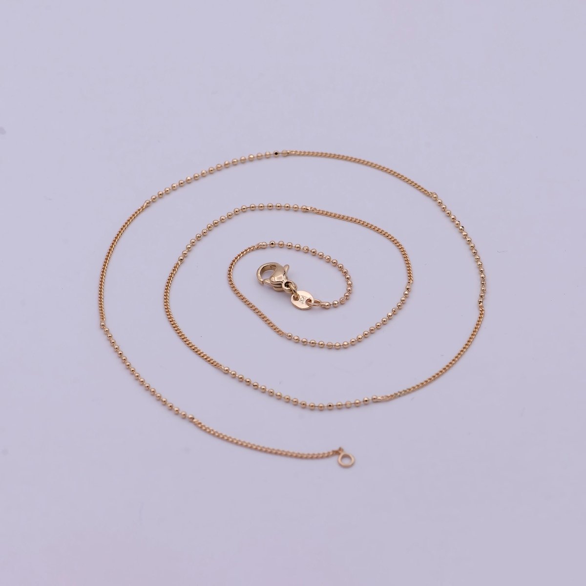 18 inch Long Fusion Necklace Beaded With Curb Chain Fancy Chain Necklace in 18k Gold Filled | WA-538 Clearance Pricing