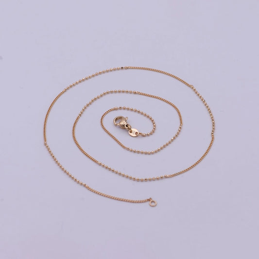18 inch Long Fusion Necklace Beaded With Curb Chain Fancy Chain Necklace in 18k Gold Filled | WA-538 Clearance Pricing