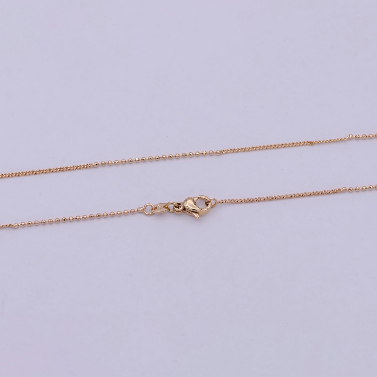 18 inch Long Fusion Necklace Beaded With Curb Chain Fancy Chain Necklace in 18k Gold Filled | WA-538 Clearance Pricing