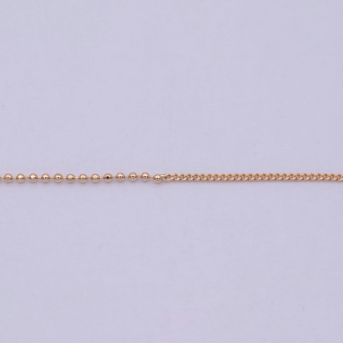 18 inch Long Fusion Necklace Beaded With Curb Chain Fancy Chain Necklace in 18k Gold Filled | WA-538 Clearance Pricing