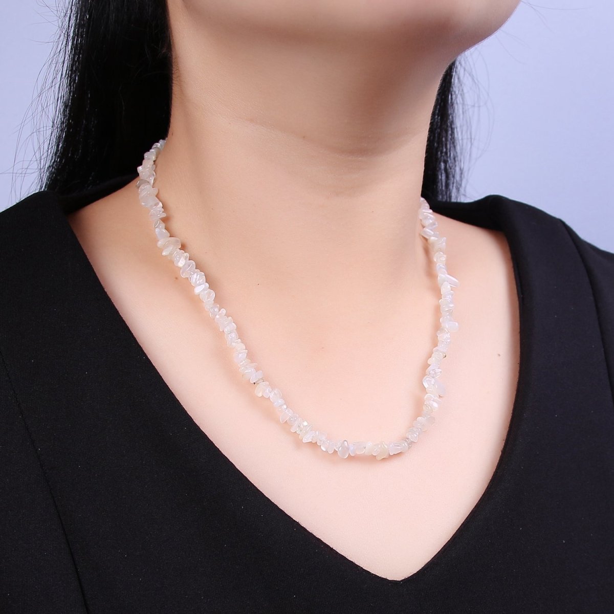 18 Inch Natural Genuine White Moonstone Gemstones Bead Necklace with 2" Extender | WA-633 Clearance Pricing