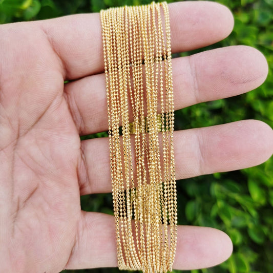 18 inches Bead / Small Ball Chain - 24K Gold Plated Necklace - Women's Necklace - Ready to Wear Chain Finished Chain - Dainty 1mm Bead Necklace w/ Spring Ring | CN-854  Clearance Pricing
