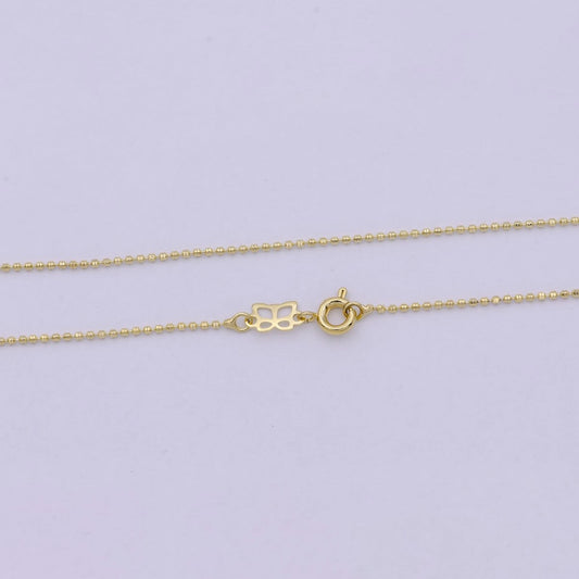 18 Inches Beaded Chain Necklace 14K Gold Filled Finished Chain Necklace, Dainty 1.1mm Bead Necklace w/ Spring Ring | WA-533 Clearance Pricing