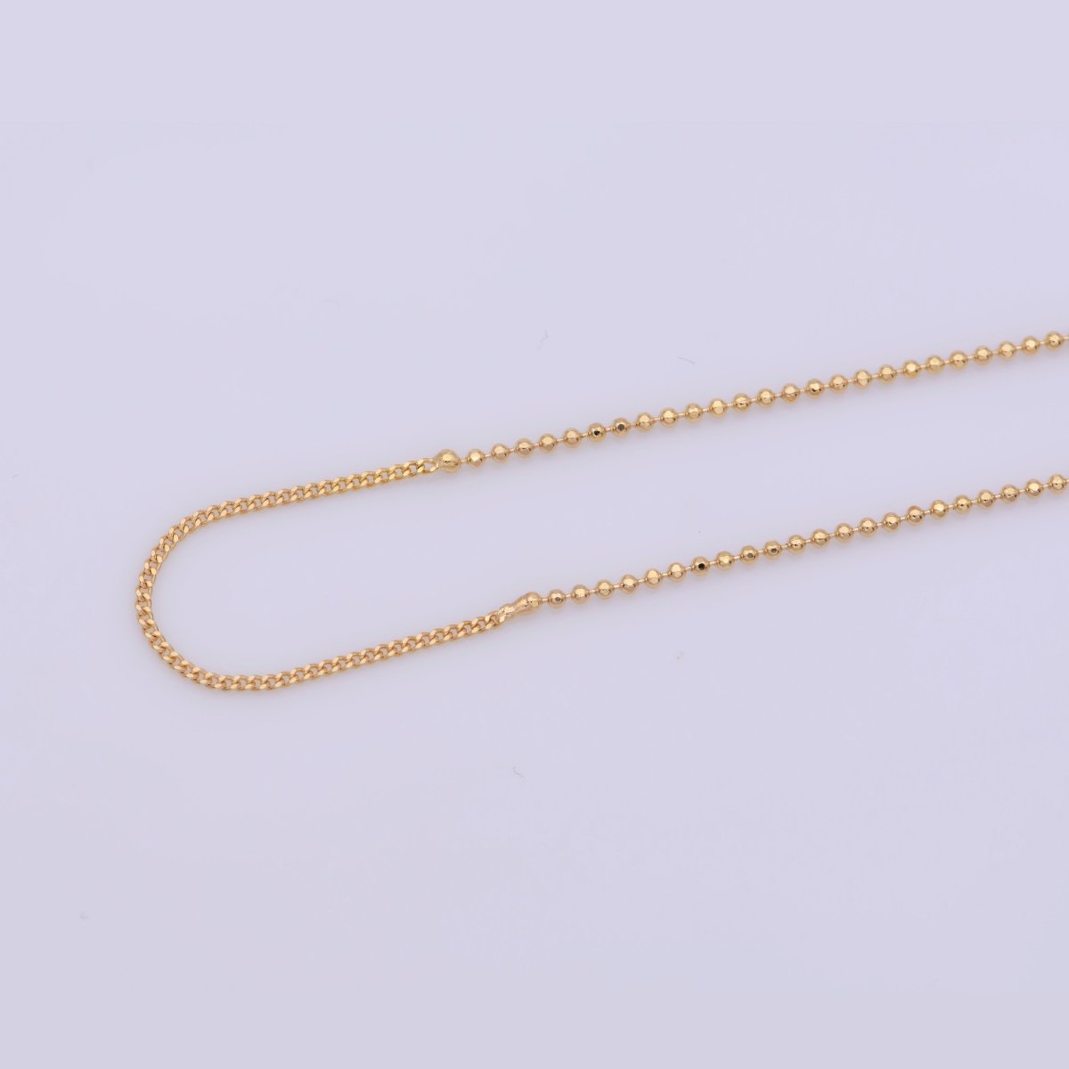 18 inches Beaded Chain Necklace, 18K Gold Plated Finished Chain Necklace, Dainty 1.2mm Bead Necklace w/ Spring Ring | CN-372  Clearance Pricing