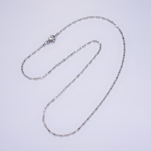 18'' Ready to Use Stainless Steel Flat Cable Link Chain, Layer Necklace | WA-2100 Clearance Pricing